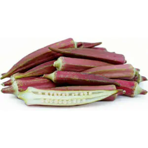 Abelmoschus esculentus 'Red Burgundy' / Hibiscus esculentus - Ladies Fingers, Ochro, Okra, Okro, Red Burgundy, Red Fruit, Quiabo